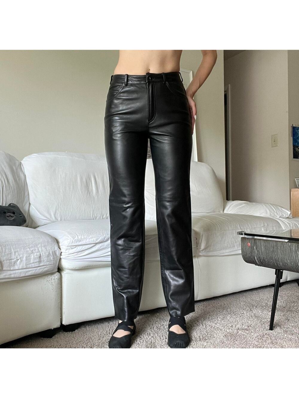Vintage 90s black 100 genuine leather pants